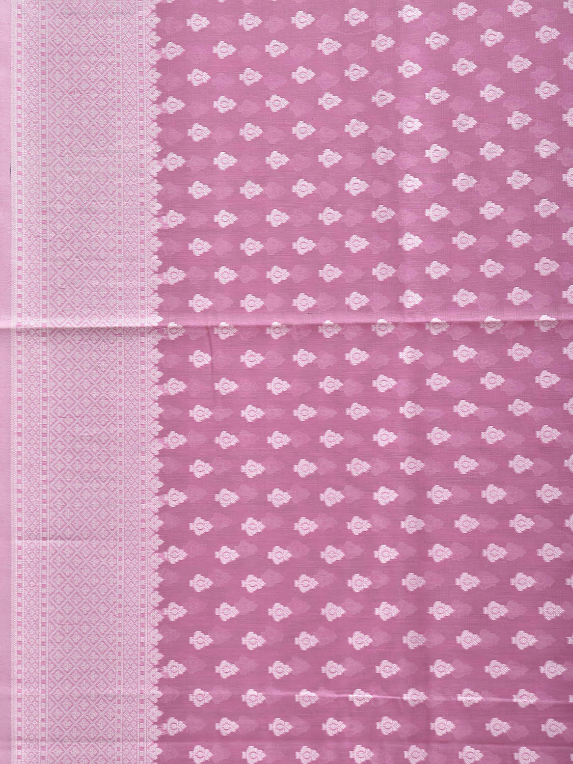 Pink Dhakai Jamdani Cotton Viscose Saree with Small Buta and Pallu Design dj0239