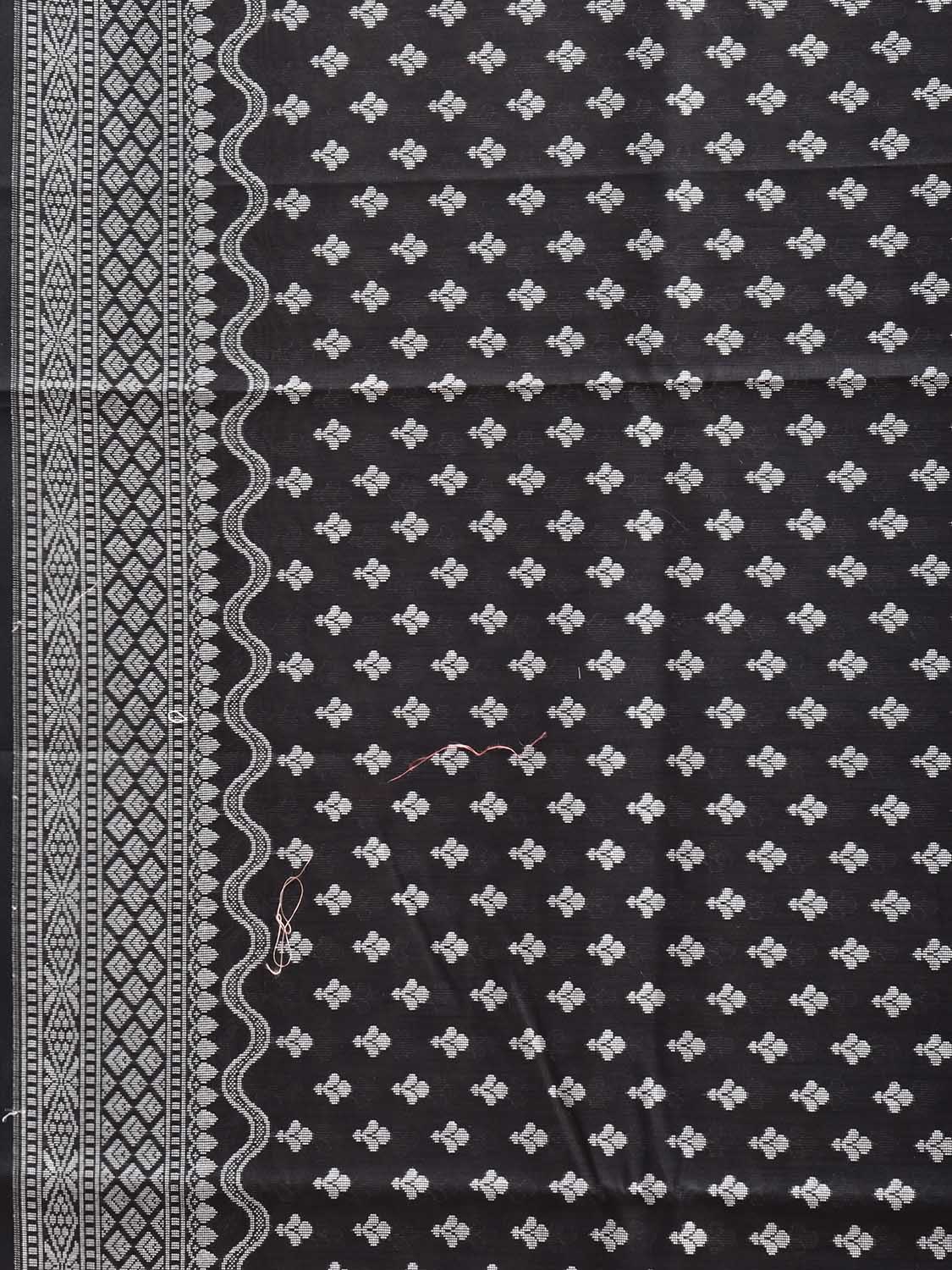 Black Dhakai Jamdani Cotton Viscose Saree with Small Buta and Pallu Design dj0240