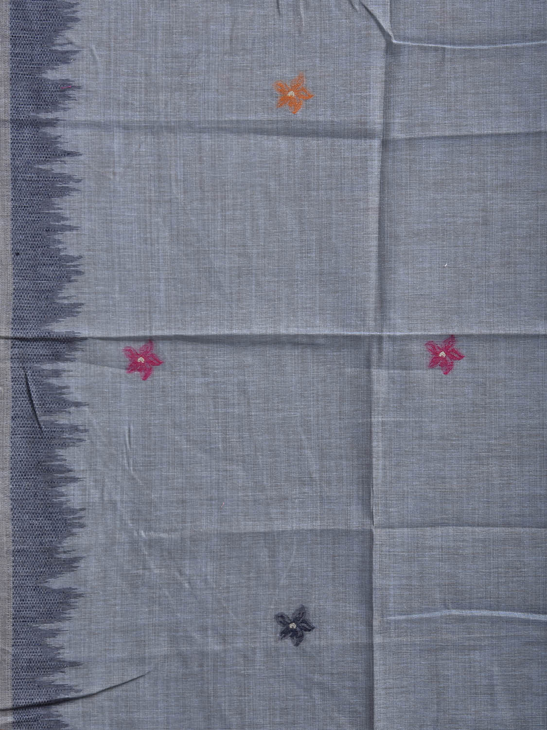 Grey Dhakai Jamdani Cotton Viscose Saree with Tree Pallu Design dj0255