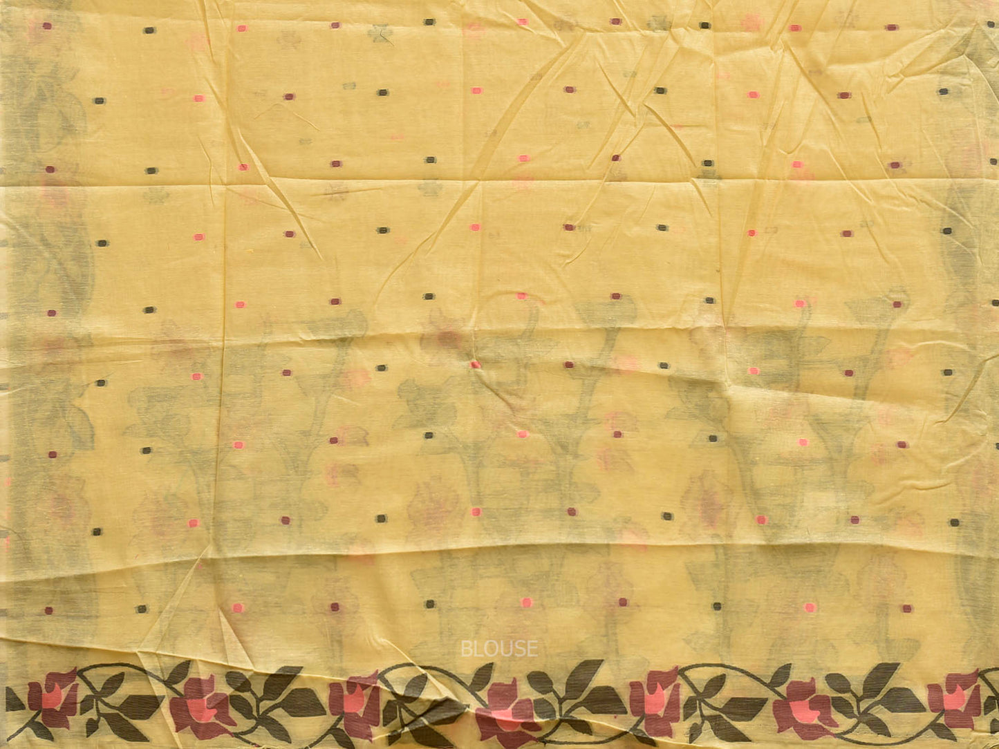 Yellow Dhakai Jamdani Cotton Viscose Saree with Floral Pallu and Border Design dj0261
