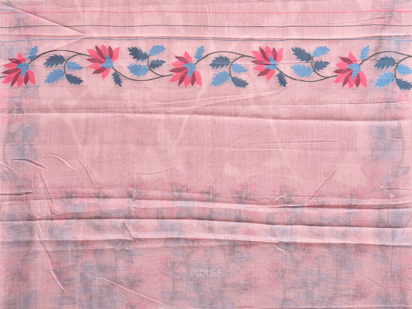 Light Pink Dhakai Jamdani Cotton Viscose Saree with All Over Floral Design dj0262