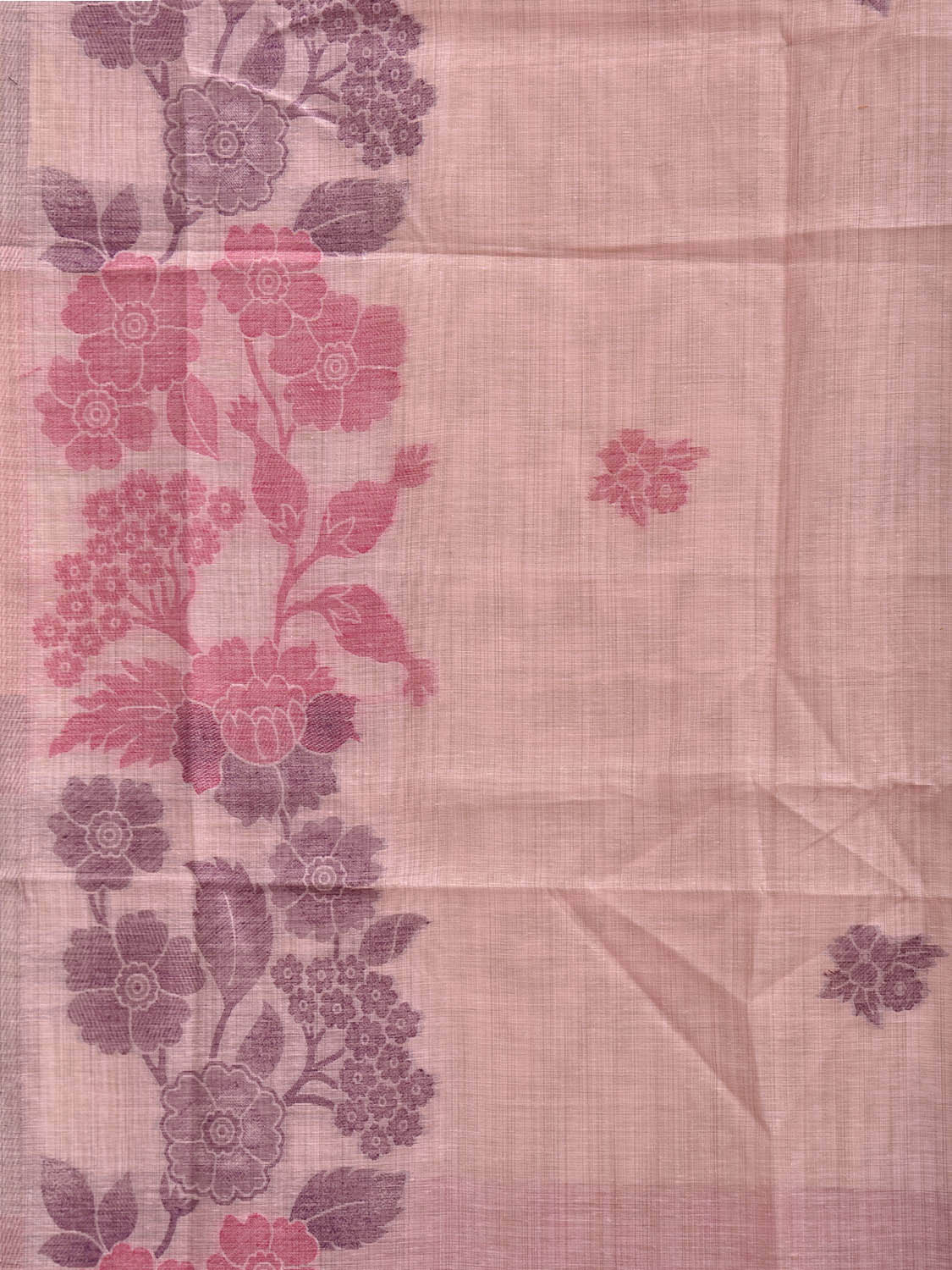 Light Pink Dhakai Jamdani Cotton Viscose Saree with Floral Pallu and Border Design dj0264