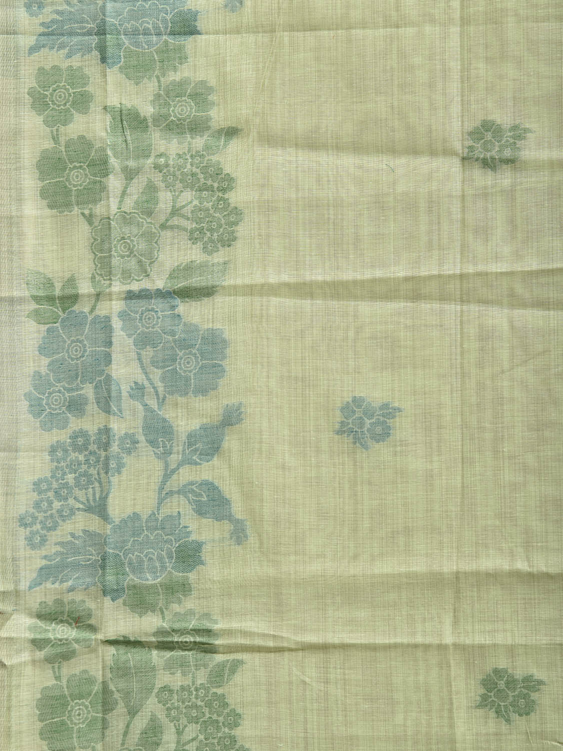 Light Green Dhakai Jamdani Cotton Viscose Saree with Floral Pallu and Border Design dj0266