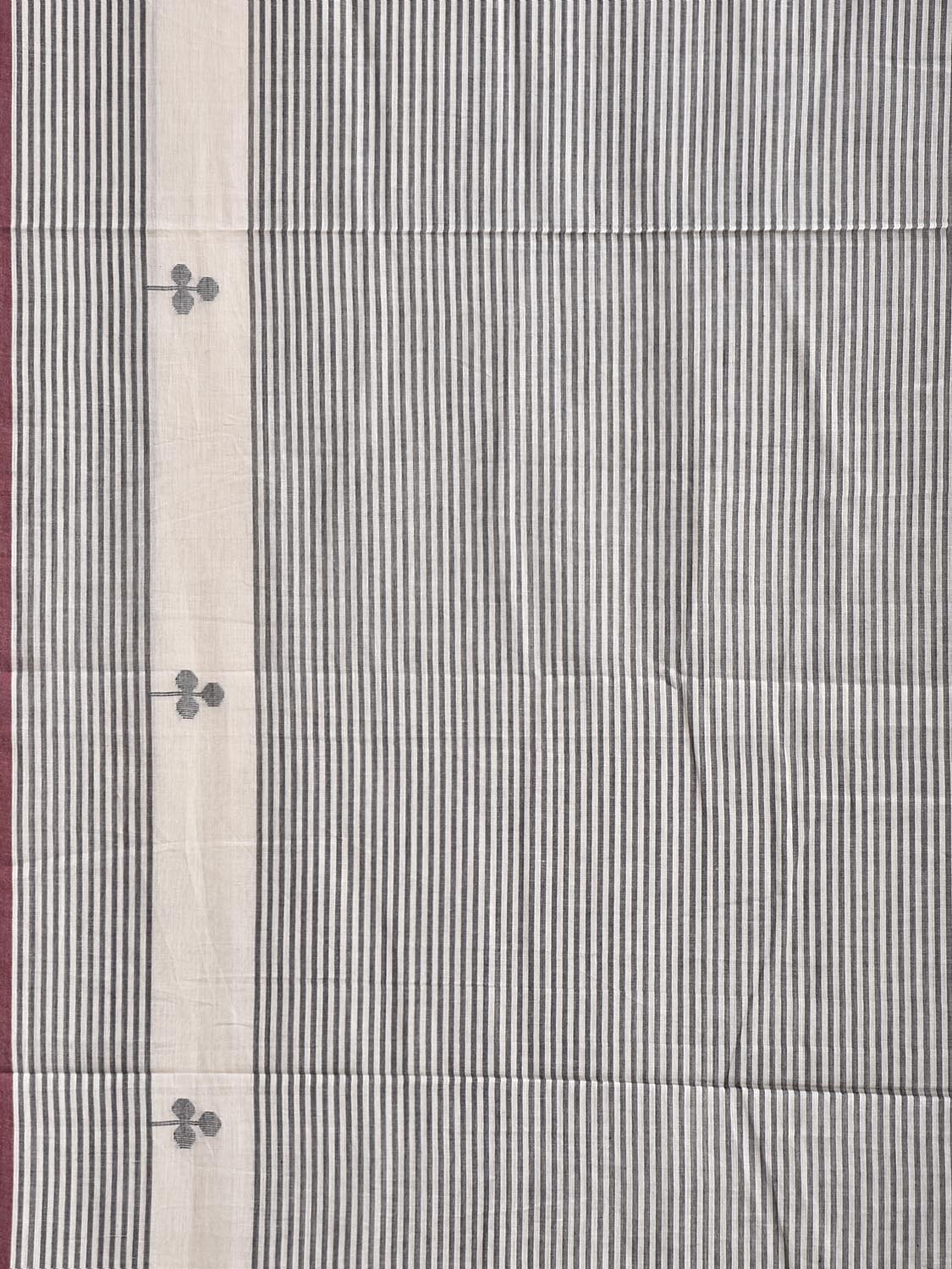 White and Yellow Dhakai Jamdani Cotton Saree with Strips Design dj0267