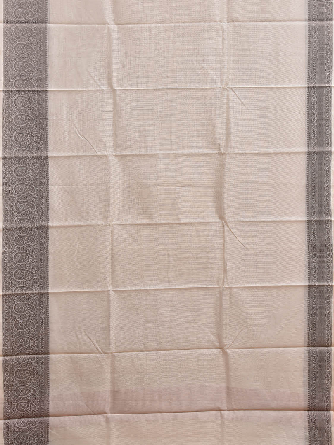 White and Grey Dhakai Jamdani Cotton Viscose Kota Saree with Pasley Border Design dj0273