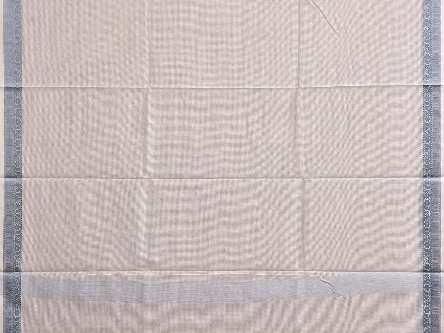 White and Grey Dhakai Jamdani Cotton Viscose Kota Saree with Small Border Design dj0276