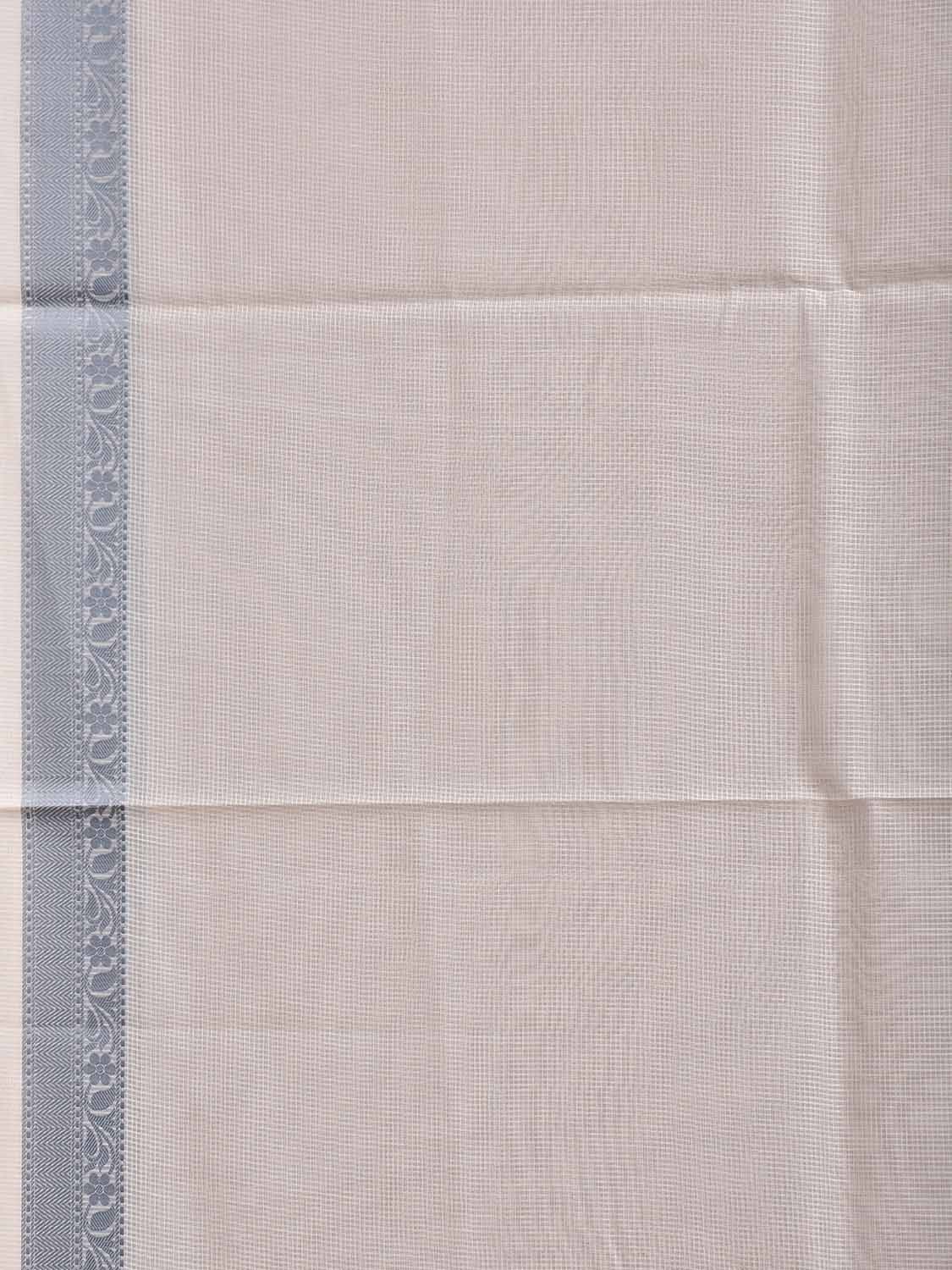 White and Grey Dhakai Jamdani Cotton Viscose Kota Saree with Small Border Design dj0276