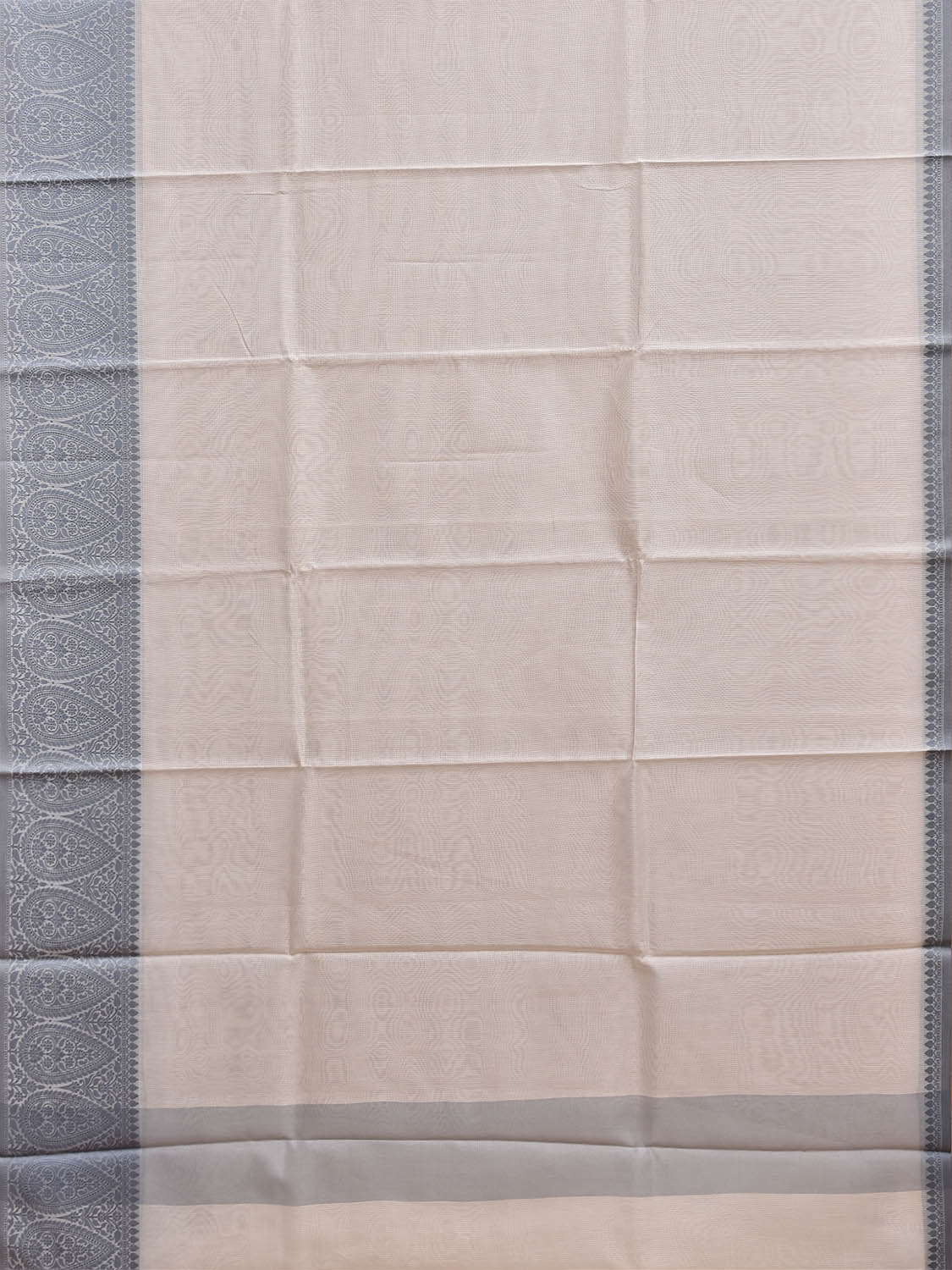 White and Grey Dhakai Jamdani Cotton Viscose Kota Saree with Border Design dj0278