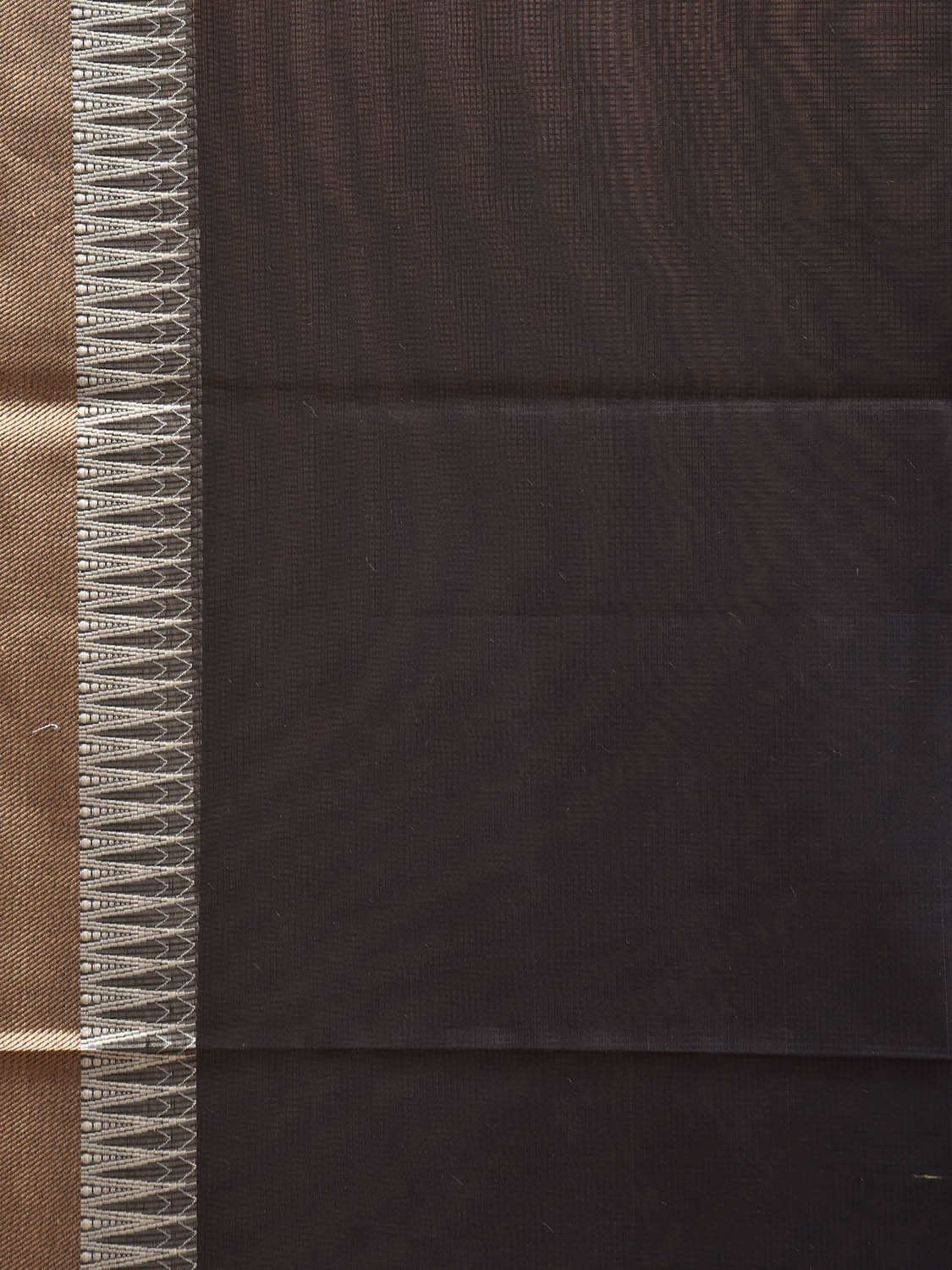 Black and Light Grey Dhakai Jamdani Viscose Plain Saree with Pallu and Temple Border Design dj0281