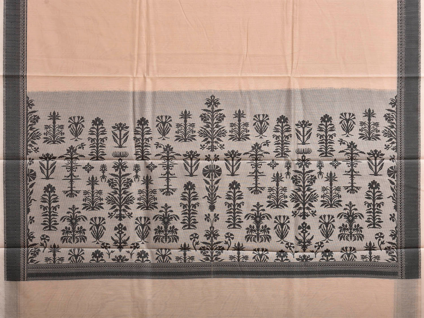 White and Black Dhakai Jamdani Cotton Viscose Kota Saree with Border and Pallu Design dj0282