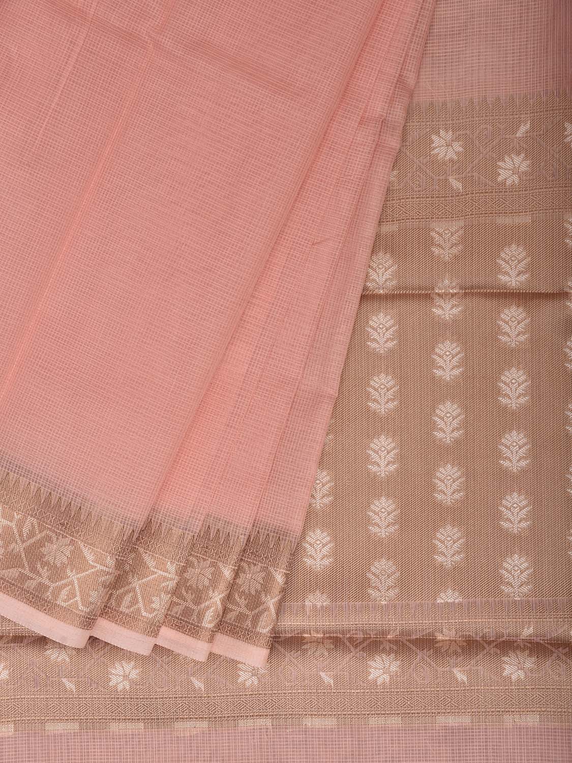 Baby Pink Dhakai Jamdani Cotton Viscose Kota Saree with Pallu and Border Design dj0283