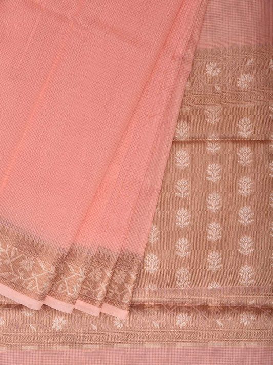 Baby Pink Dhakai Jamdani Cotton Viscose Kota Saree with Pallu and Border Design dj0283