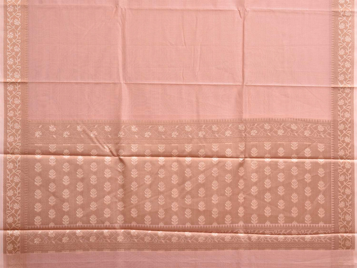Baby Pink Dhakai Jamdani Cotton Viscose Kota Saree with Pallu and Border Design dj0283