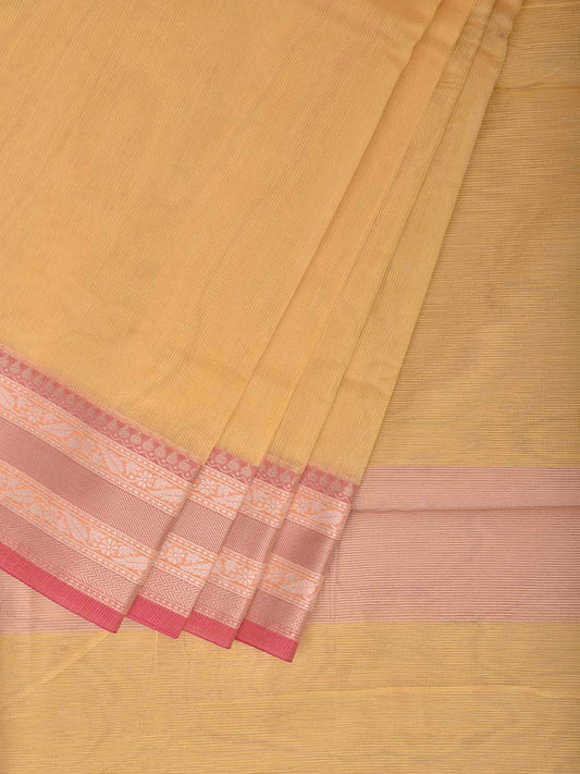 Yellow and Pink Dhakai Jamdani Cotton Viscose Kota Saree with Border Design dj0284