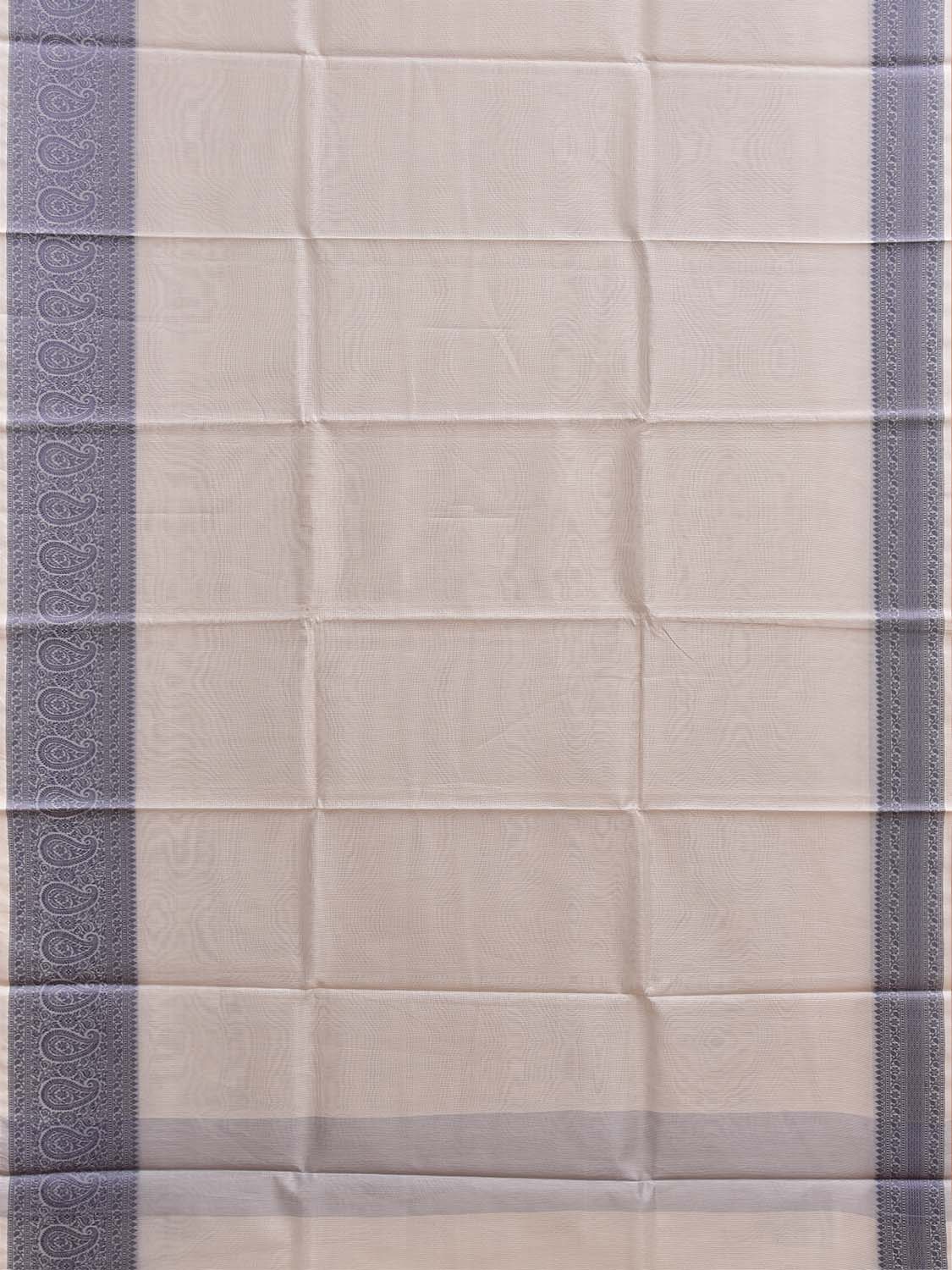 White and Blue Dhakai Jamdani Cotton Viscose Kota Saree with Pasley Border Design dj0286
