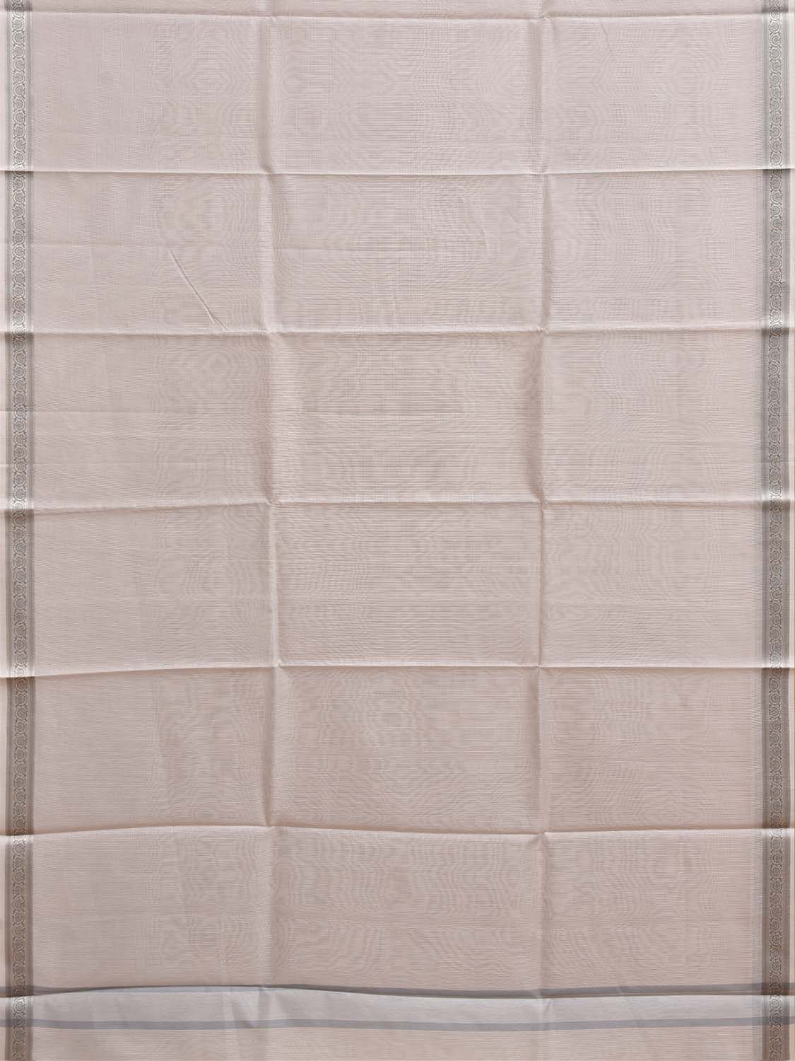White and Light Grey Dhakai Jamdani Cotton Viscose Kota Saree with Small Border Design dj0287