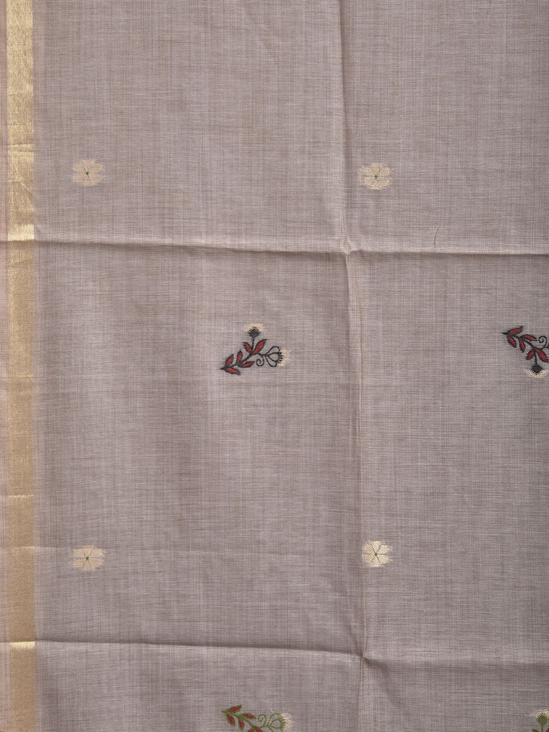 Light Grey Dhakai Jamdani Cotton Viscose Saree with Swan Pallu Design dj0290