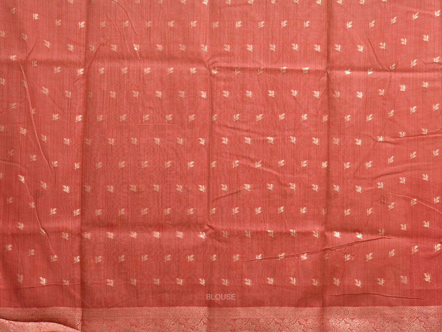 Peach Dhakai Jamdani Cotton Viscose Saree with Floral Pallu and Border Design dj0295