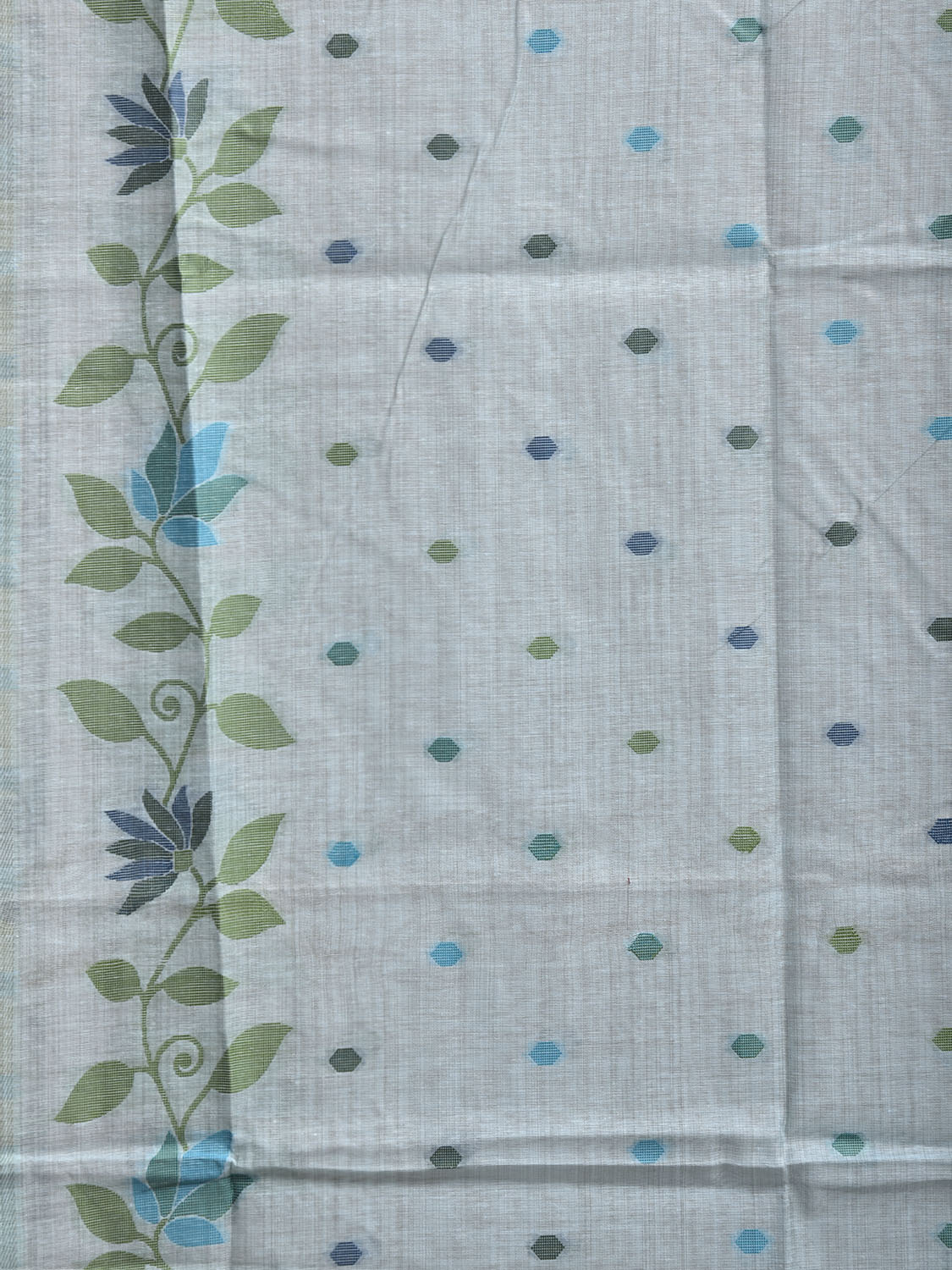 Light Blue Dhakai Jamdani Cotton Viscose Saree with Floral Border and Pallu Design dj0296