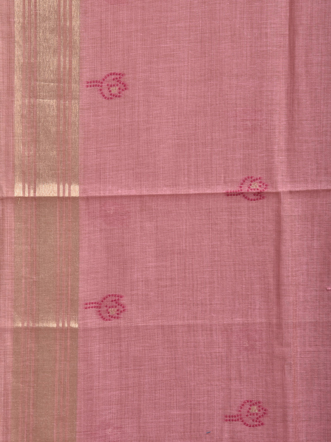 Light Pink Dhakai Jamdani Cotton Viscose Saree with Floral Pallu Design dj0297