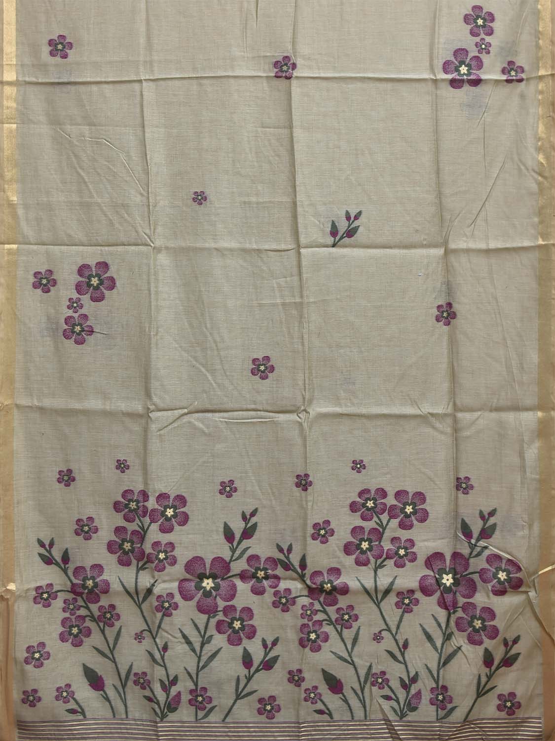 Sea Green Dhakai Jamdani Cotton Viscose Saree with Floral Pallu and Buta Design dj0302