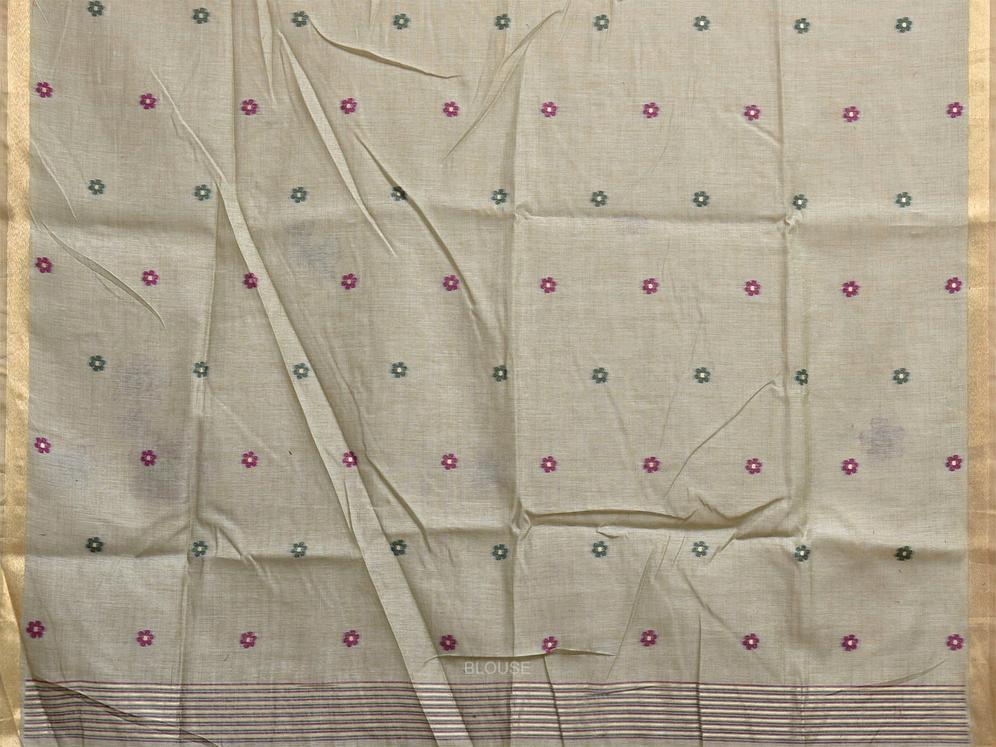 Sea Green Dhakai Jamdani Cotton Viscose Saree with Floral Pallu and Buta Design dj0302