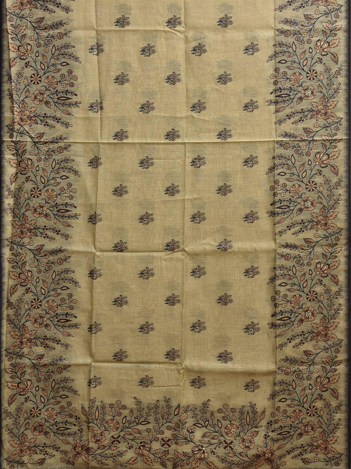 Light Yellow Dhakai Jamdani Cotton Viscose Saree with Floral Pallu and Border Design dj0307