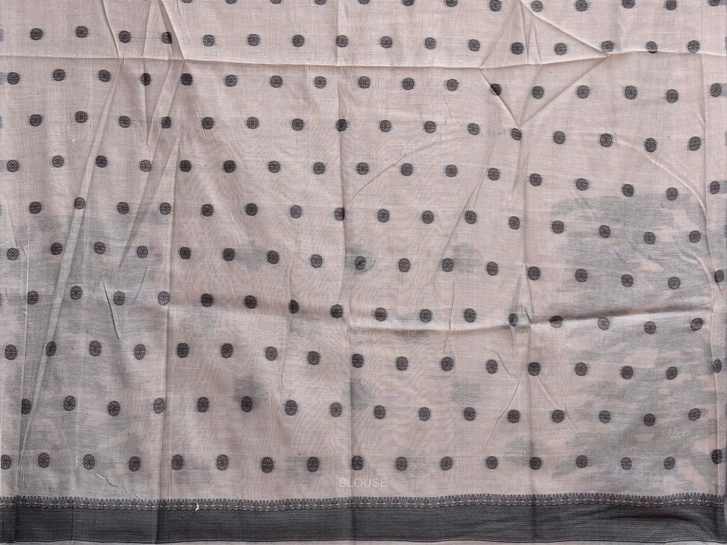 Light Grey Dhakai Jamdani Cotton Viscose Saree with Floral Pallu and Border Design dj0309