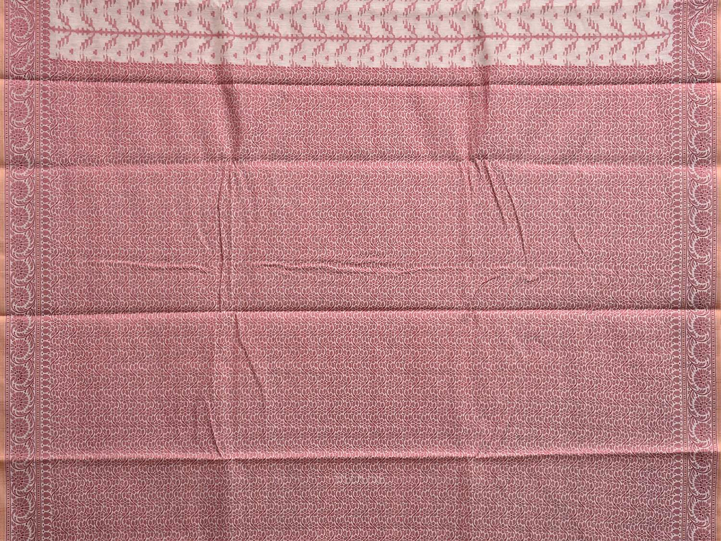 Red and White Dhakai Jamdani Cotton Viscose Saree with All Over and Pallu Design dj0311