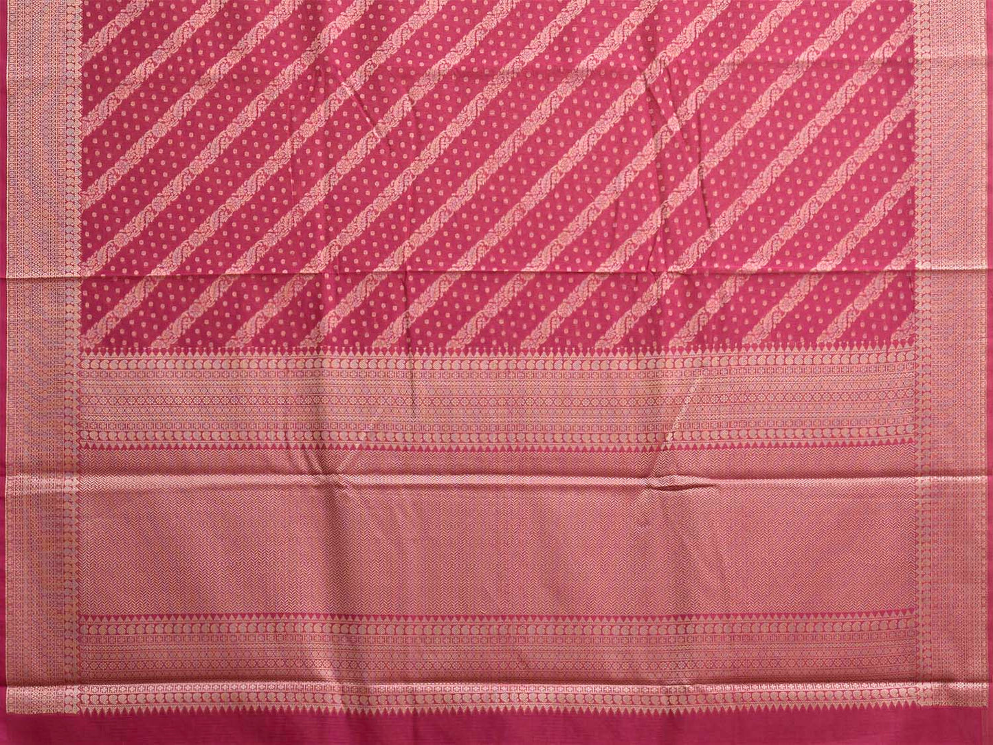 Pink Dhakai Jamdani Cotton Viscose Saree with Diagonal and Pallu Design dj0313