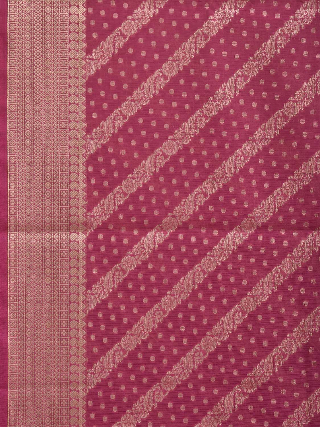 Pink Dhakai Jamdani Cotton Viscose Saree with Diagonal and Pallu Design dj0313