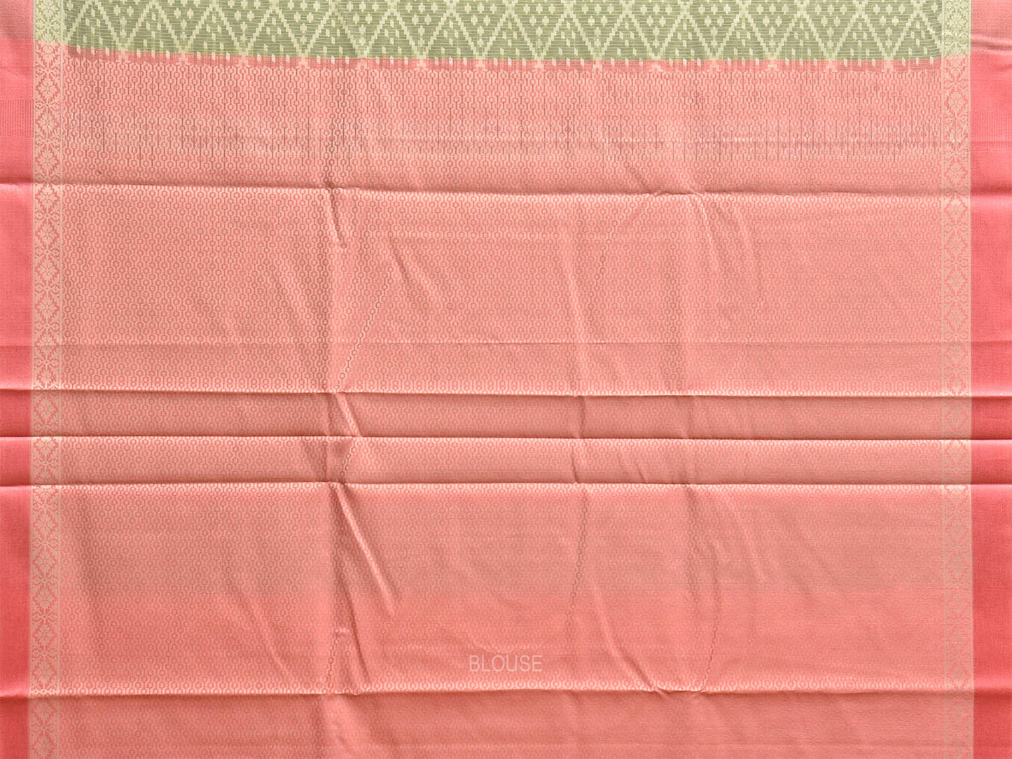 Green and Peach Dhakai Jamdani Cotton Viscose Saree with Grill and Pasley Pallu Design dj0316