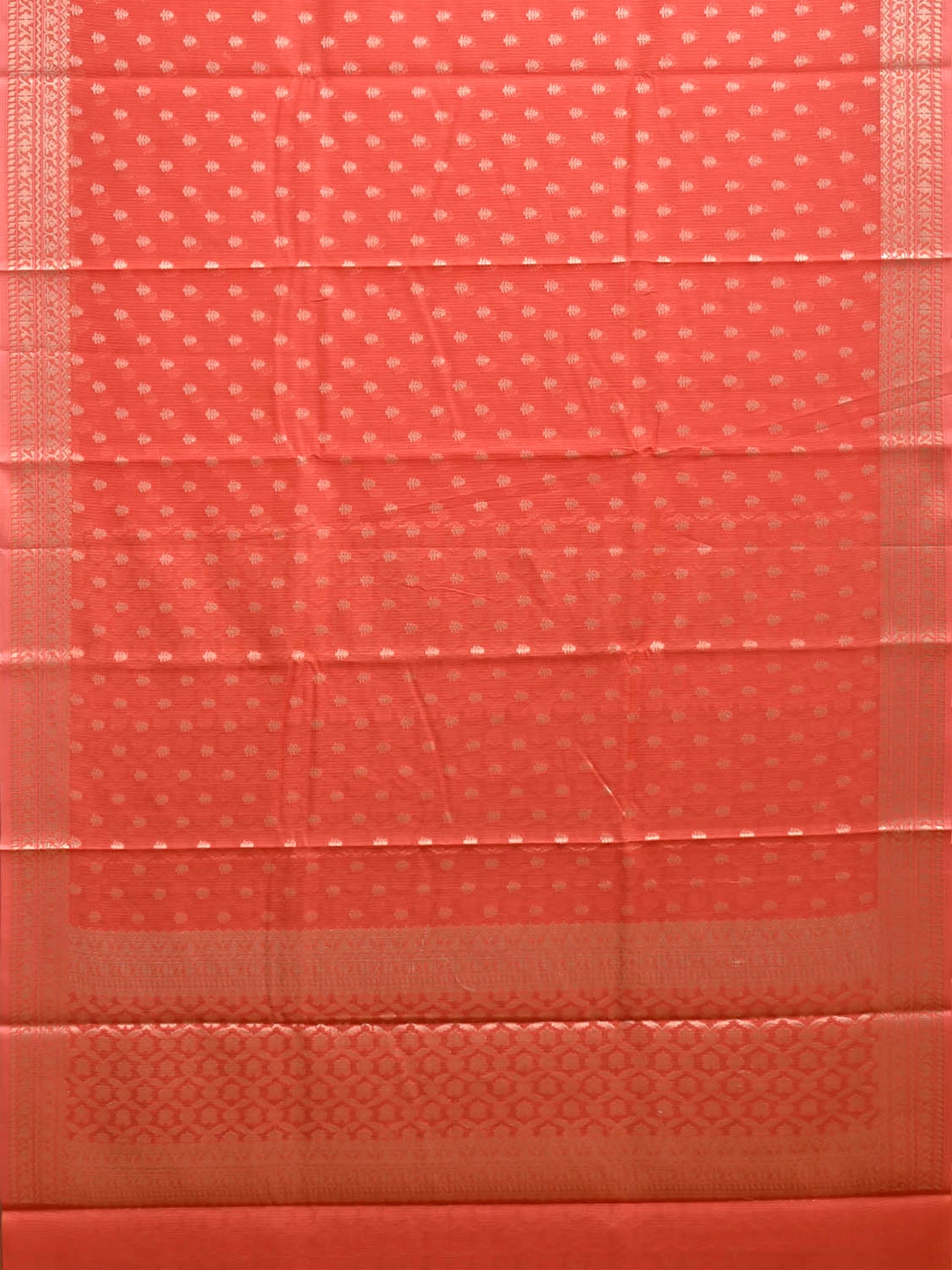 Light Orange Dhakai Jamdani Cotton Viscose Saree with Small Buta and Border-Pallu Design dj0319