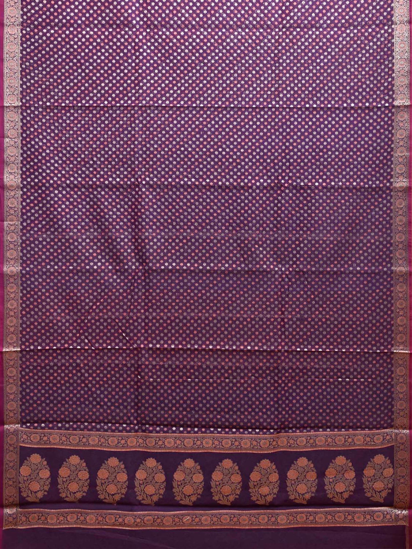 Purple Dhakai Jamdani Cotton Viscose Saree with All Over Small Buta and Pallu Design dj3022