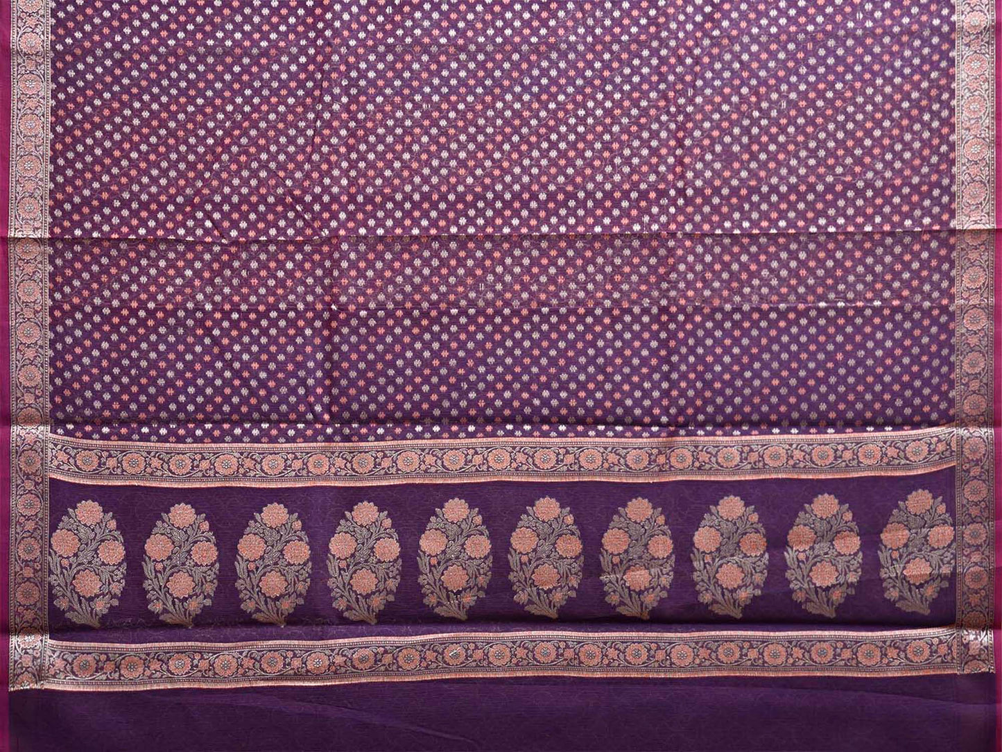 Purple Dhakai Jamdani Cotton Viscose Saree with All Over Small Buta and Pallu Design dj3022