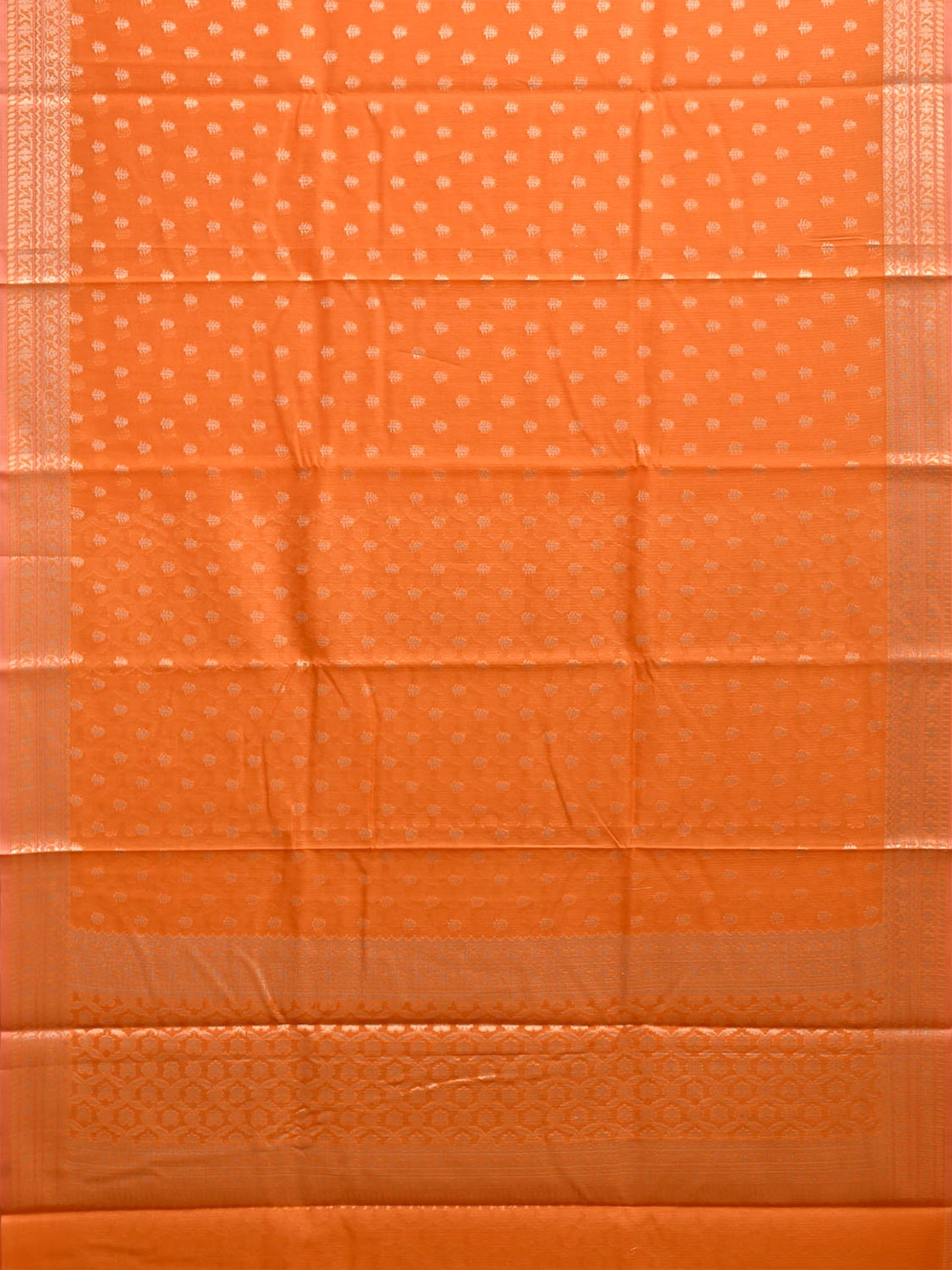 Orange Dhakai Jamdani Cotton Viscose Saree with All Over Small Buta and Pallu Design dj0324