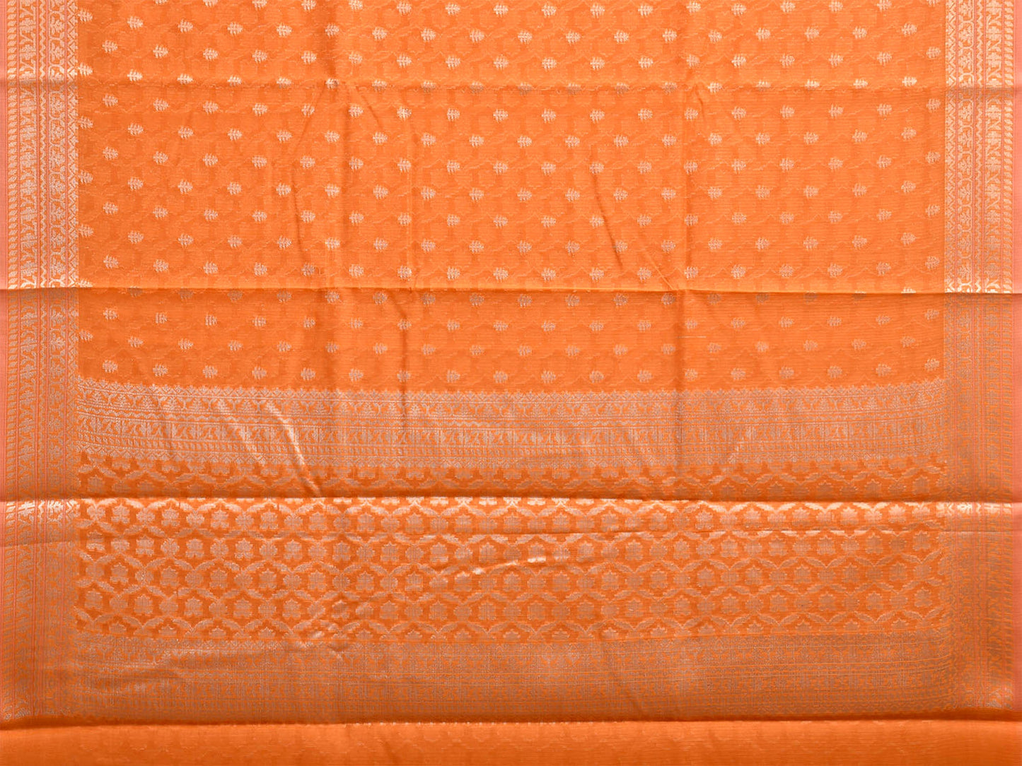 Orange Dhakai Jamdani Cotton Viscose Saree with All Over Small Buta and Pallu Design dj0324