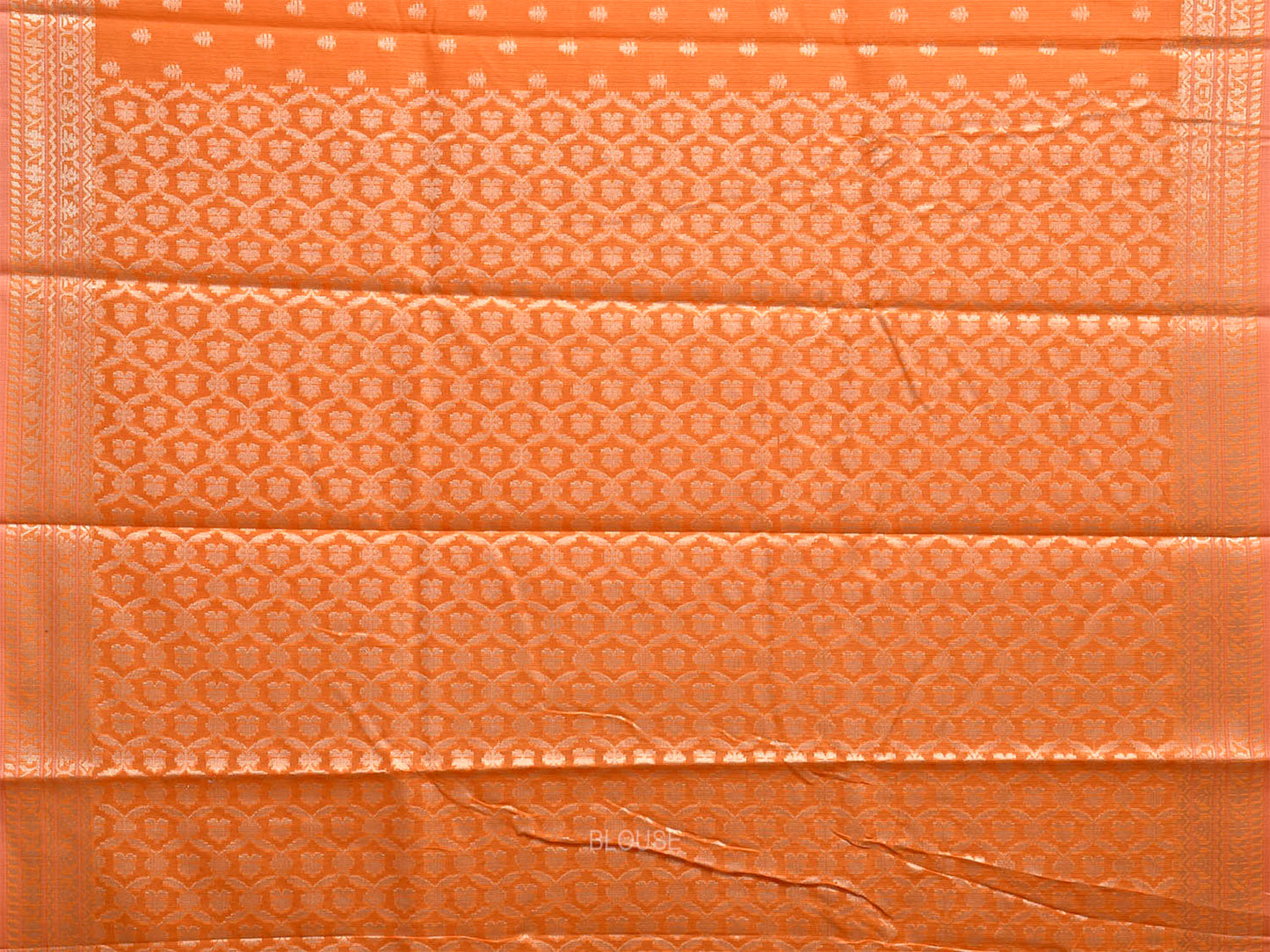 Orange Dhakai Jamdani Cotton Viscose Saree with All Over Small Buta and Pallu Design dj0324