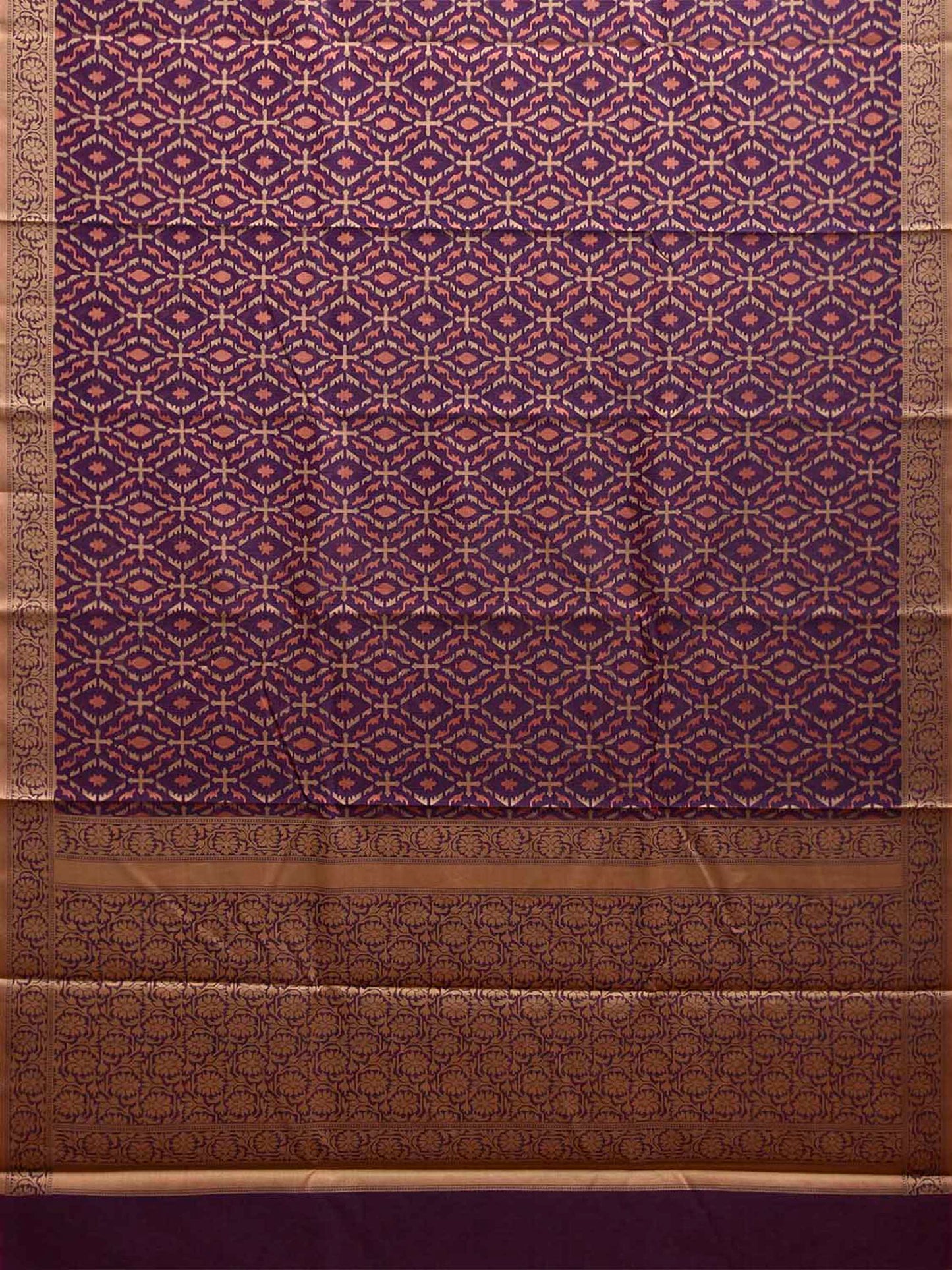 Purple Dhakai Jamdani Cotton Viscose Saree with All Over and Floral Pallu Design dj0325