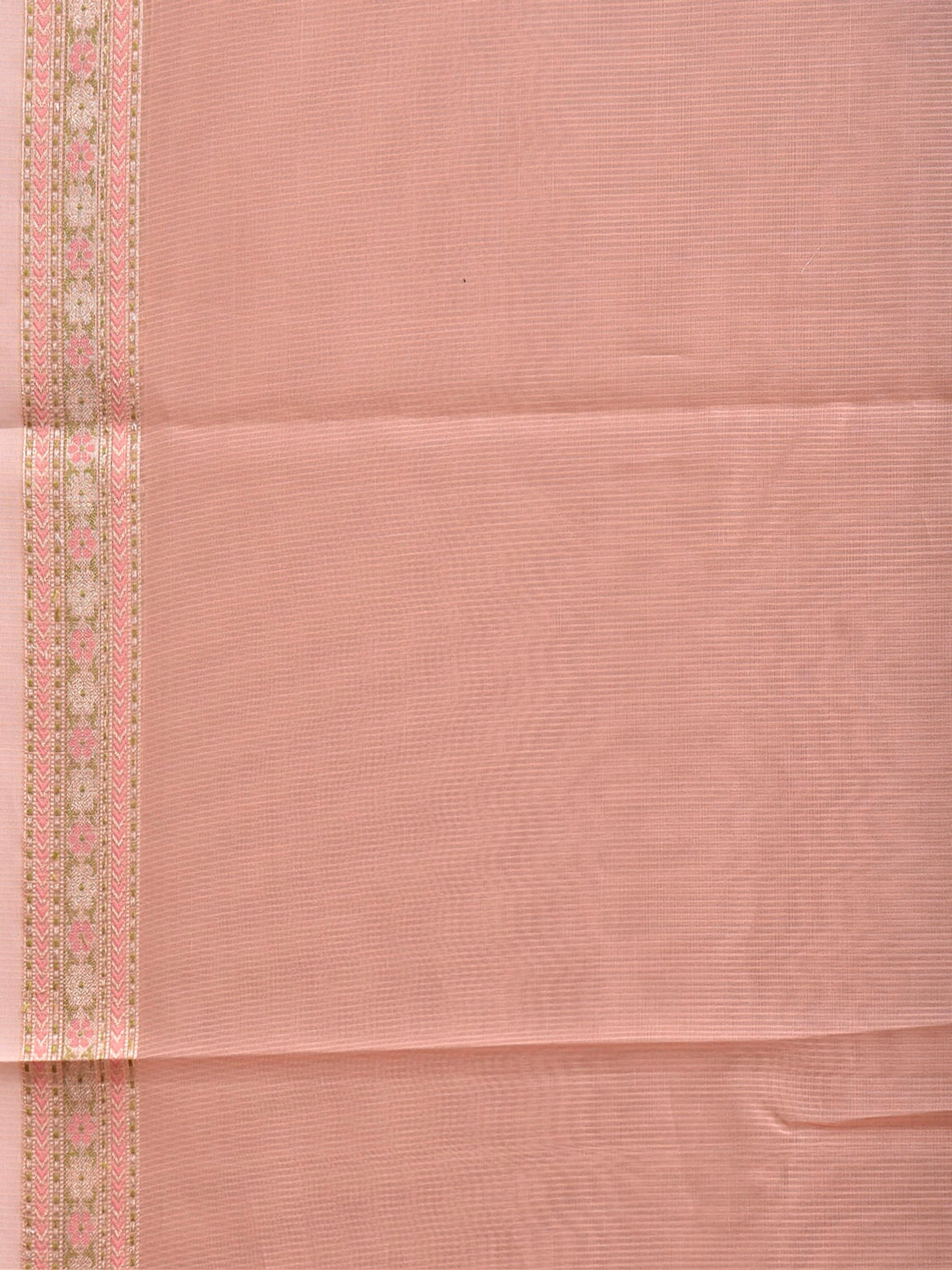 Light Peach Dhakai Jamdani Cotton Viscose Saree with Small Border Design dj0326