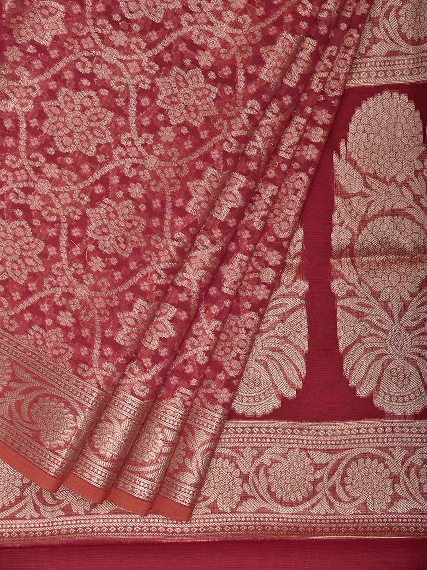 Dark Pink Dhakai Jamdani Cotton Viscose Saree with All Over and Pallu Design dj0328