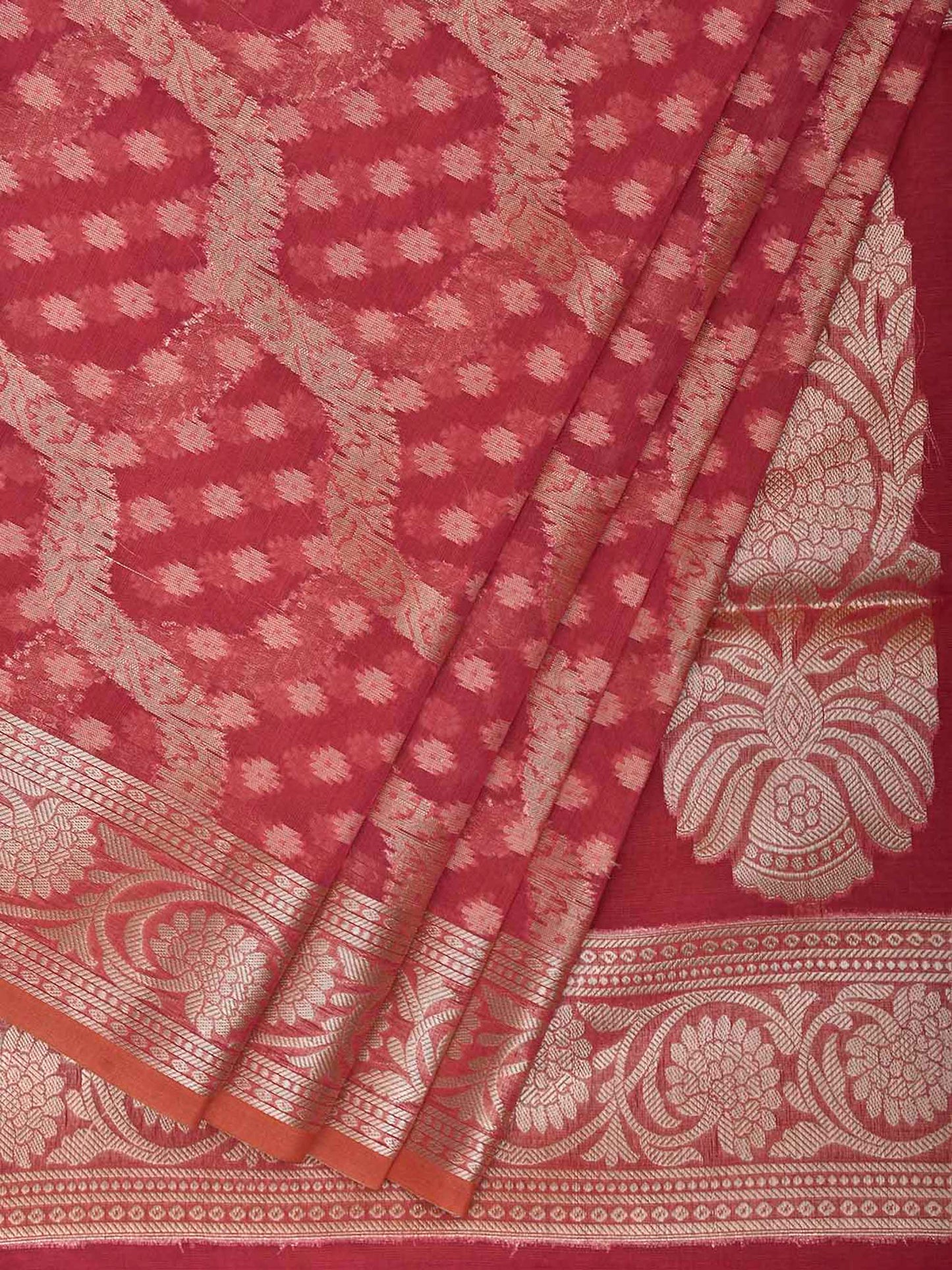 Pink Dhakai Jamdani Cotton Viscose Saree with Diagonal and Pallu Design dj0330