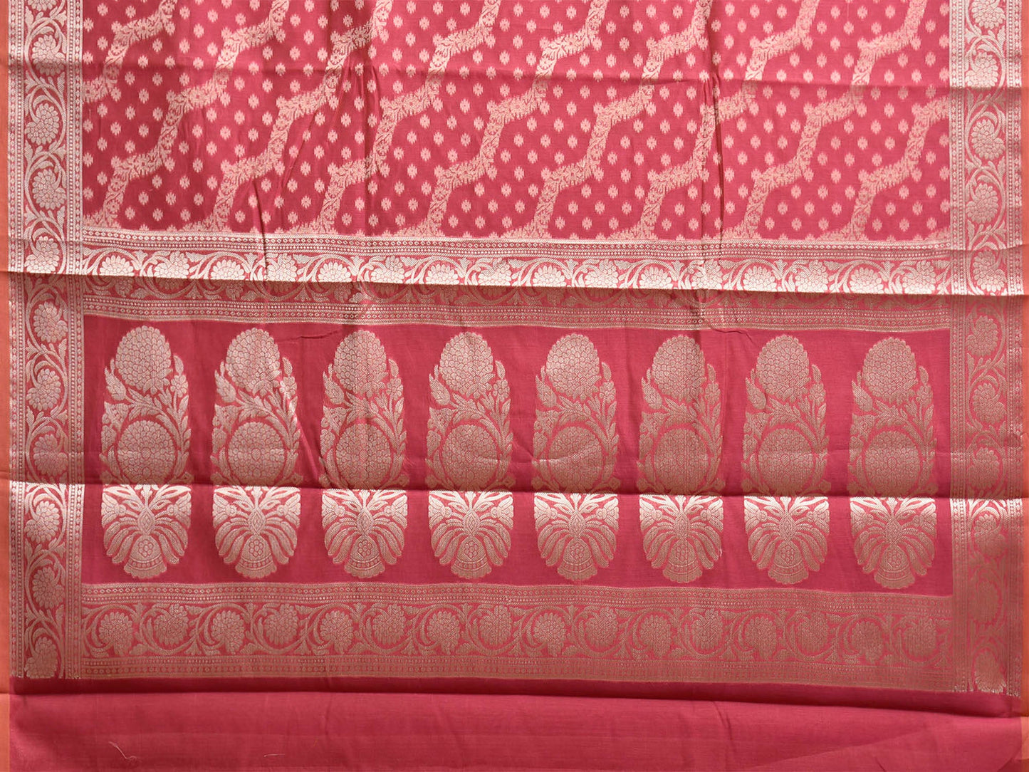 Pink Dhakai Jamdani Cotton Viscose Saree with Diagonal and Pallu Design dj0330