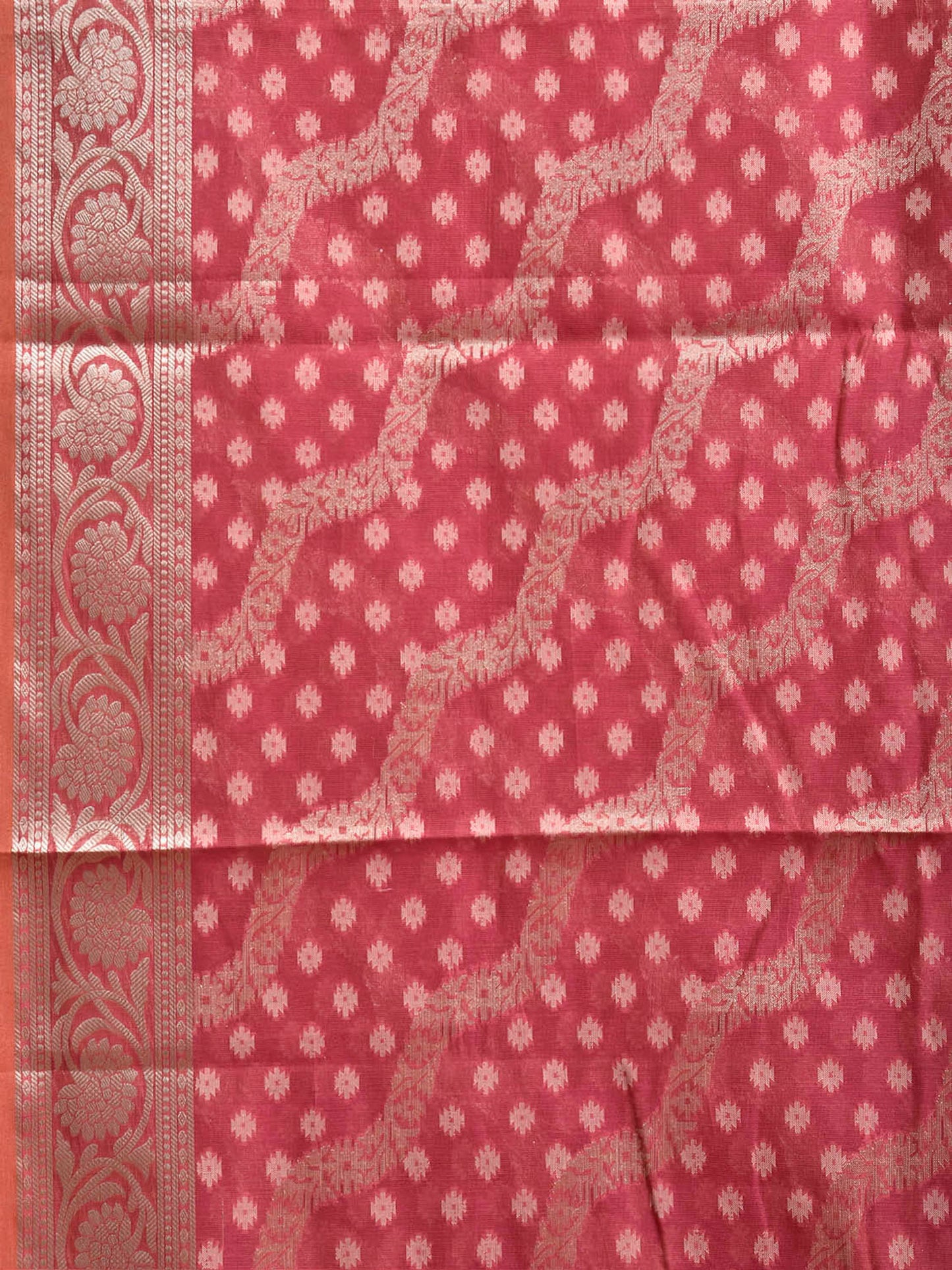Pink Dhakai Jamdani Cotton Viscose Saree with Diagonal and Pallu Design dj0330
