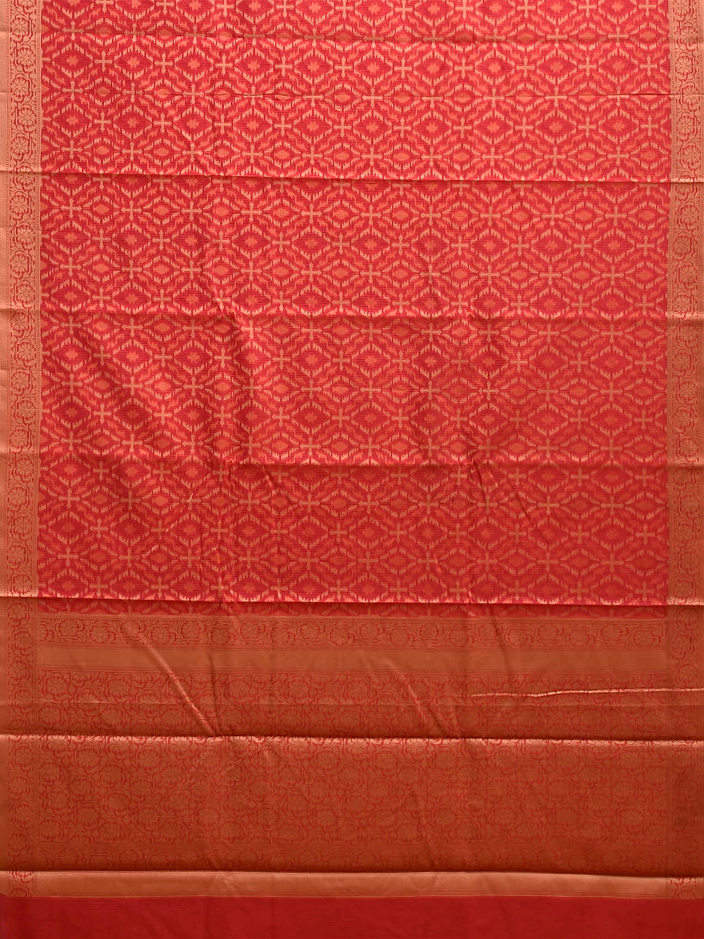 Red Dhakai Jamdani Cotton Viscose Saree with All Over and Floral Pallu Design dj0331