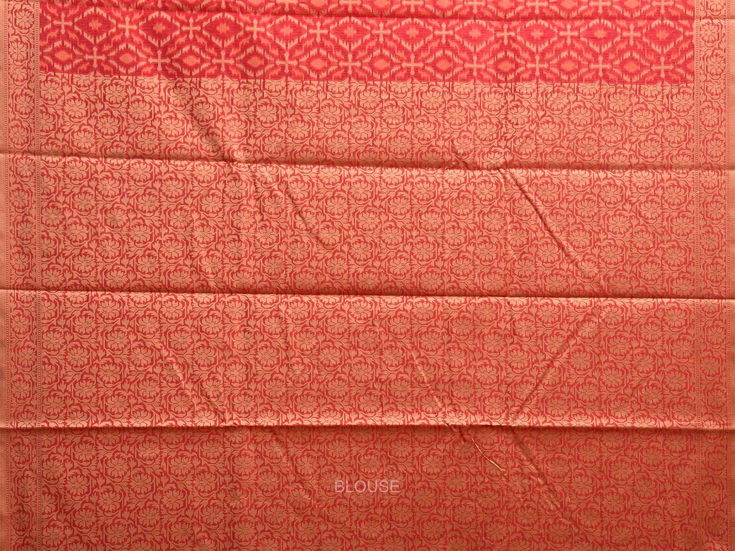Red Dhakai Jamdani Cotton Viscose Saree with All Over and Floral Pallu Design dj0331