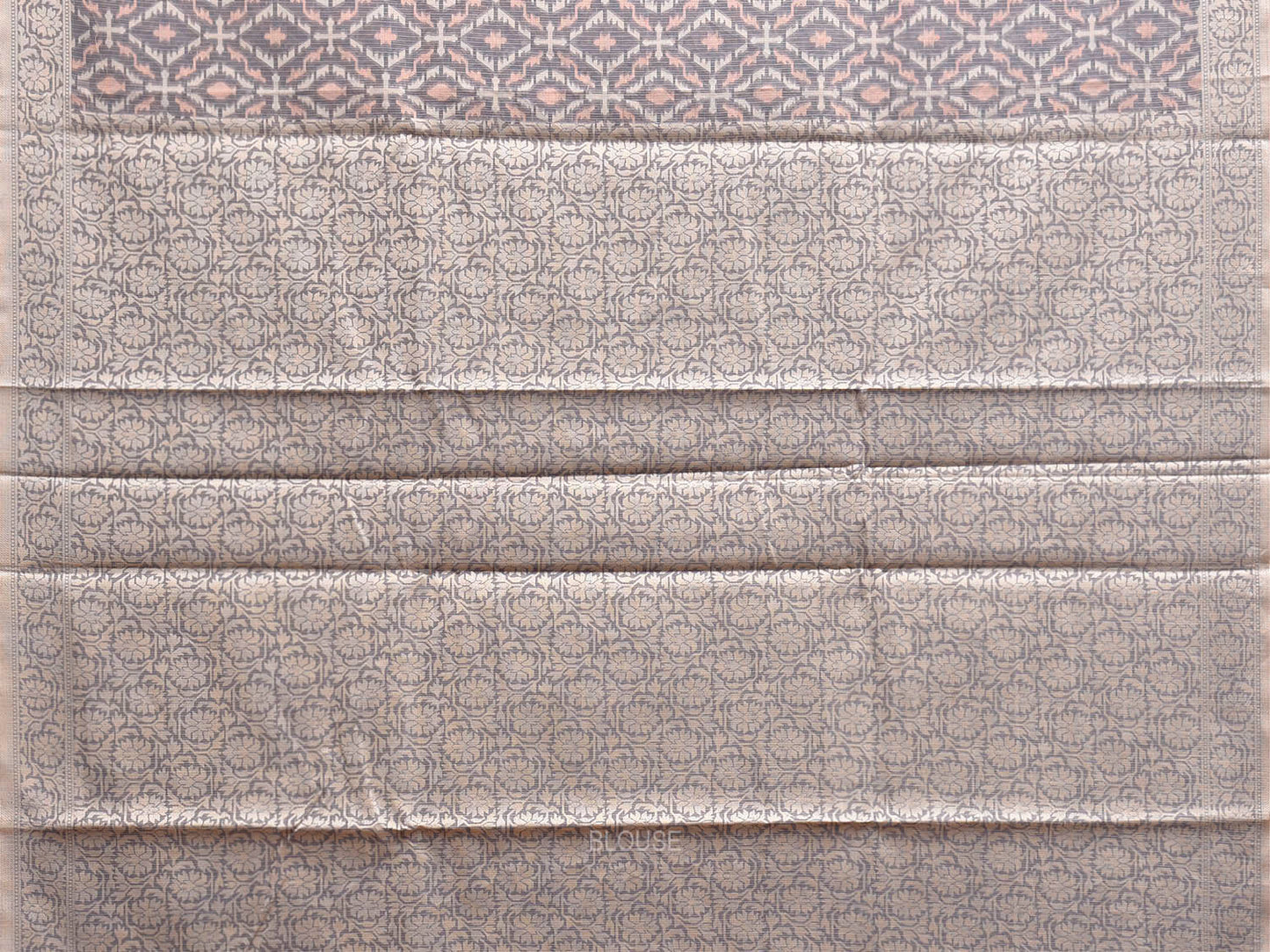Light Grey Dhakai Jamdani Cotton Viscose Saree with All Over and Floral Pallu Design dj0332