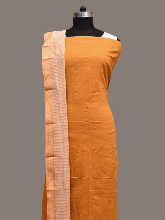 Yellow and Cream Bamboo Cotton Dress Material with Dupatta and Plain Top Strips Bottom Design dm0052