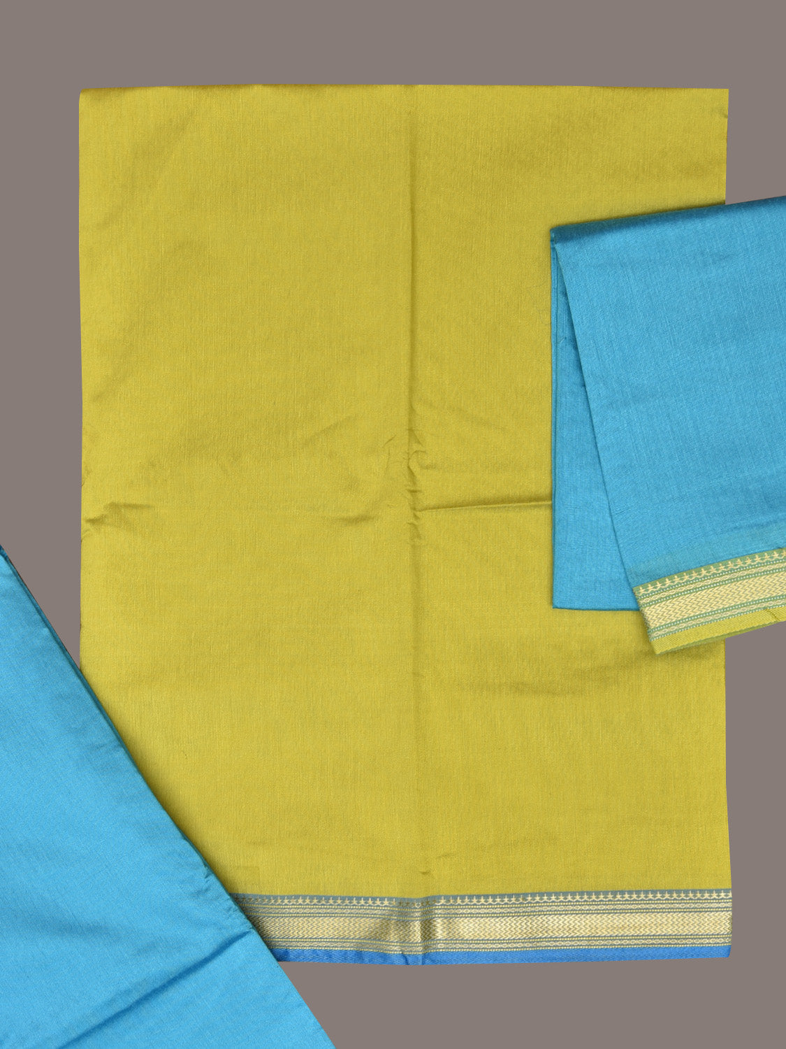 Light Green and Blue Bamboo Cotton Dress Material with Dupatta and Plain Top Strips Bottom Design dm0057