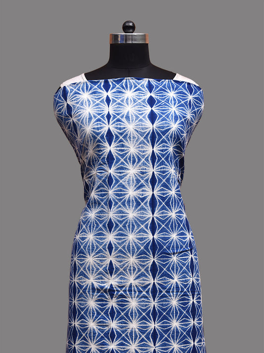 Blue Shibori Cotton Handloom Fabric Top with Grill Design dm0061